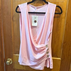 Pink Sleeveless Top with Button Detail
